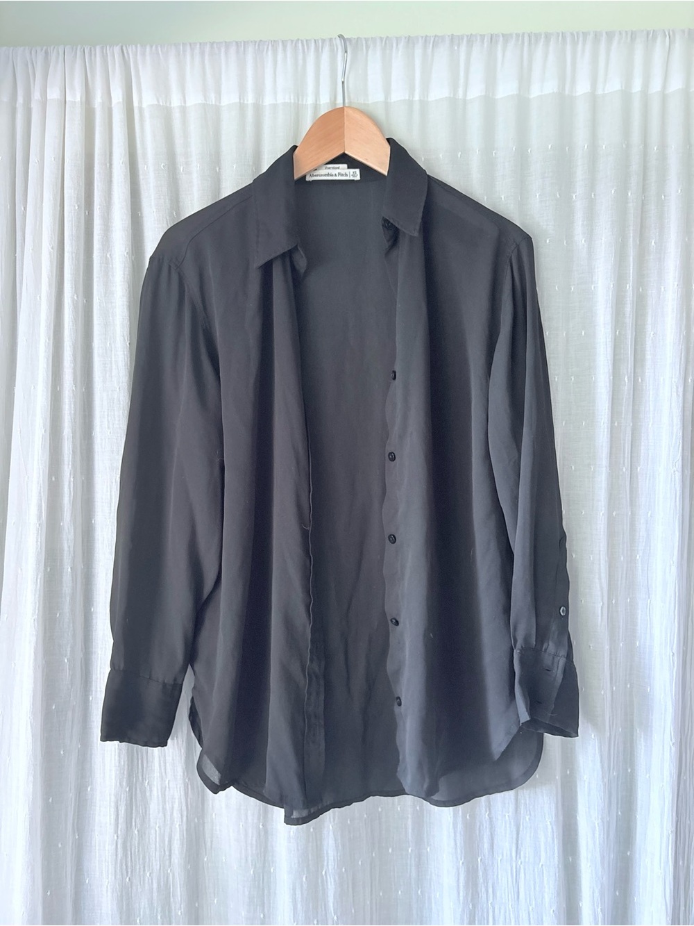 Abercrombie & Fitch Black Oversized Sheer Black Blouse